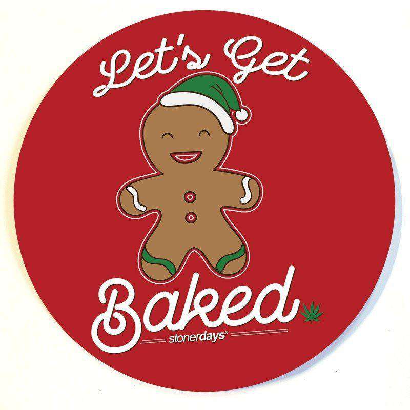 StonerDays Apparel with Gingerbread Man Design - 'Let's Get Baked' - Green and Red