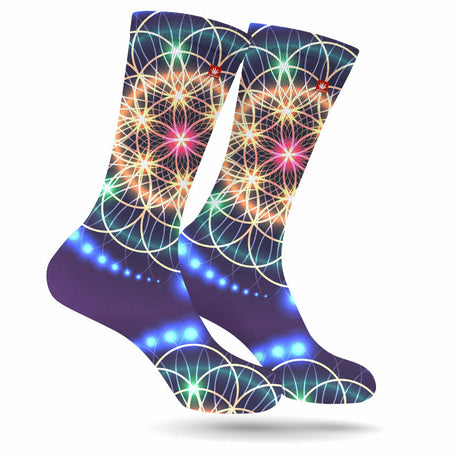 StonerDays Life Force Socks with vibrant psychedelic pattern, medium and large sizes