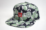 StonerDays Lime Trees Snapback with vibrant leaf and lime design, front view on white background