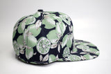 StonerDays Lime Trees Snapback, black with green lime print, side view on white background