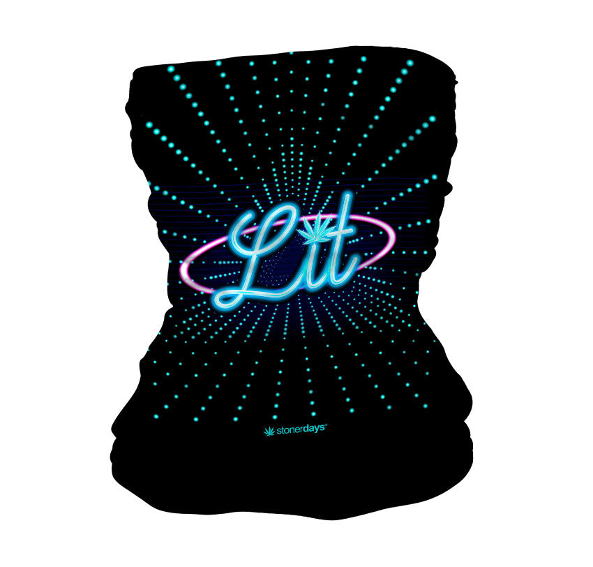 StonerDays Lit Og Stoney Neck Gaiter with vibrant 'Lit' graphic, one size fits all