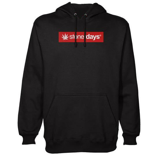 StonerDays Logo Red Hoodie - Front View on White Background, Men's Cotton Blend