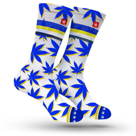 StonerDays Los Angeles Weed Socks in new colors, front view on white background