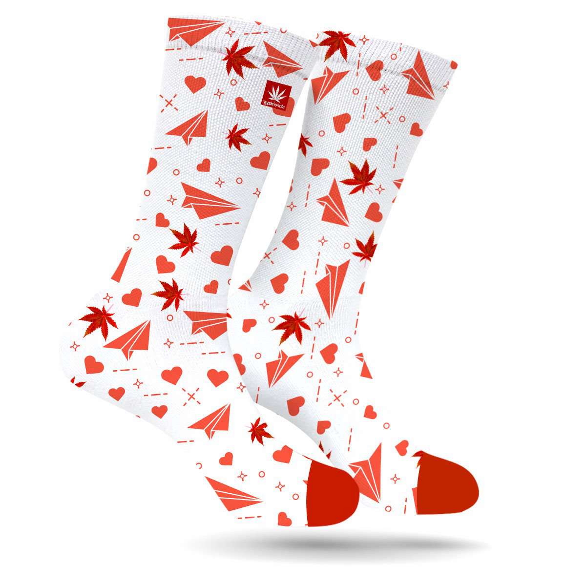 Love Letter Paper Planes Cannabis Socks