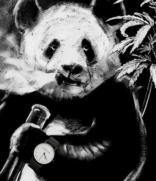 StonerDays Maybe Later Panda T-Shirt, monochrome design, close-up view on cotton fabric