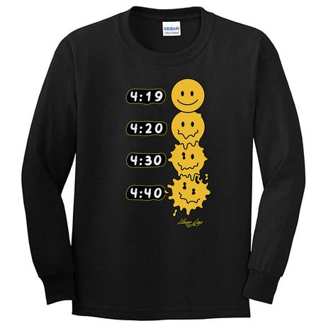 StonerDays Melted Faces Long Sleeve shirt in black with yellow graphic, sizes S-3XL