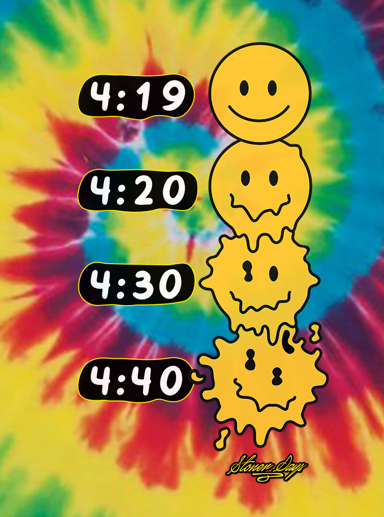 StonerDays Melted Faces Tie Dye Tee with vibrant color pattern and unique graphic design, front view