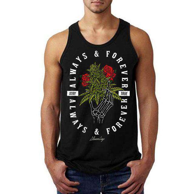 StonerDays Men's Always And Forever Tank, Black Cotton, Front View