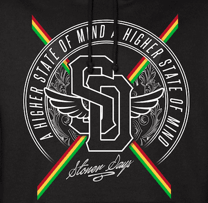 StonerDays Men's Hsom Crest Tank in Rasta Colors, Front View on Black Background