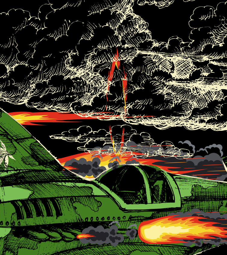 StonerDays Men's Jet Fuel Tee in Green, Cotton Material with Bold Graphic Print, Front View