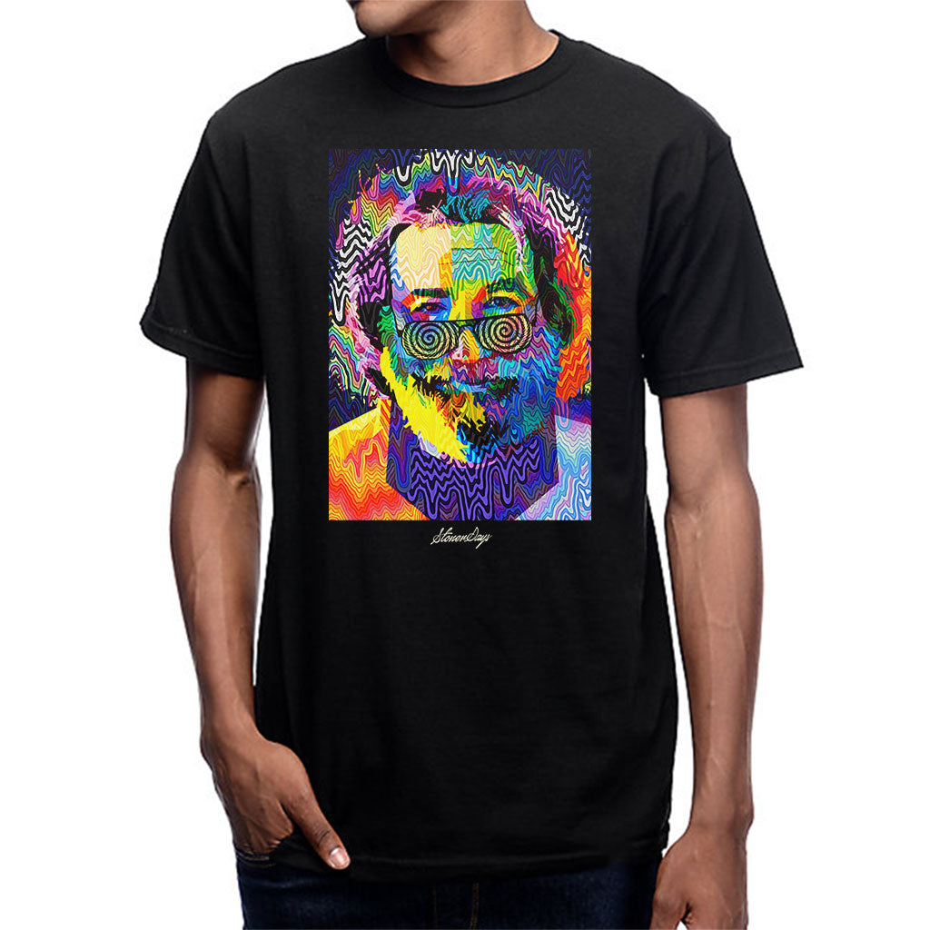 StonerDays Men's Pop Art Jerry Tee in black, front view, vibrant print, sizes S-XXXL