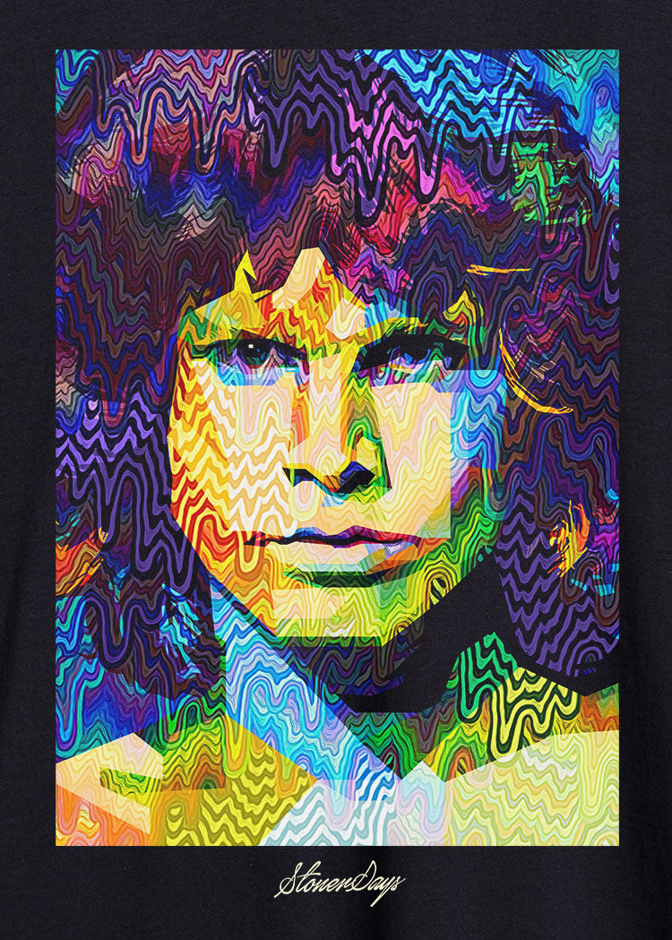 StonerDays Men's Pop Art Jim Tee with vibrant multicolor design, front view on black background