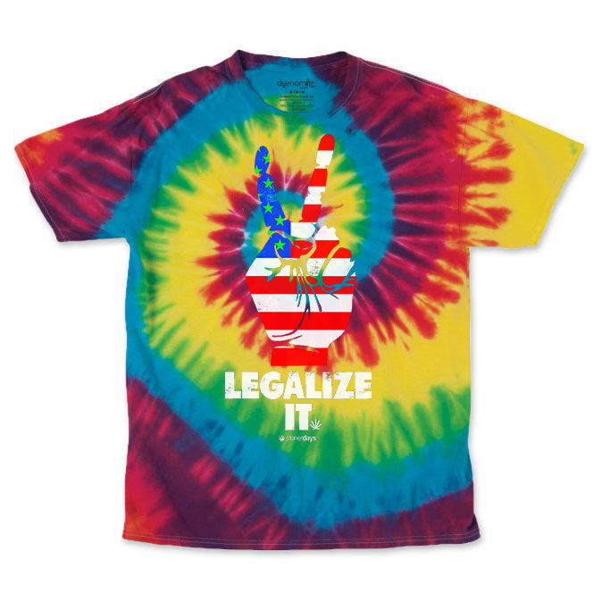 StonerDays Men's Rainbow Tie Dye Tee with Legalize It Graphic, Cotton, USA Made