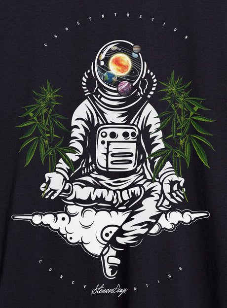 StonerDays Men's Space Concentration Tank Top in black with cosmic astronaut design, size small