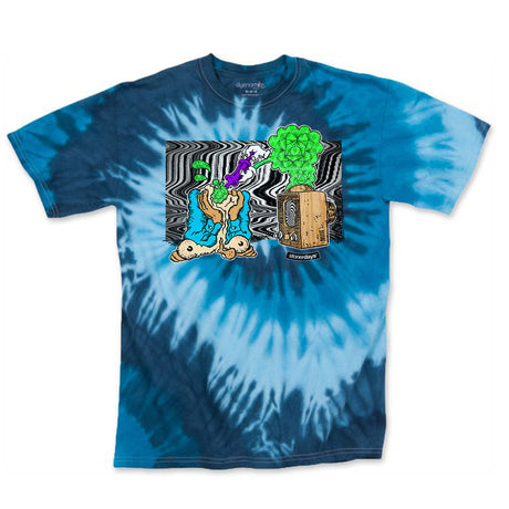 StonerDays Mind Control Blue Tie Dye Tee with vibrant psychedelic print, front view on white