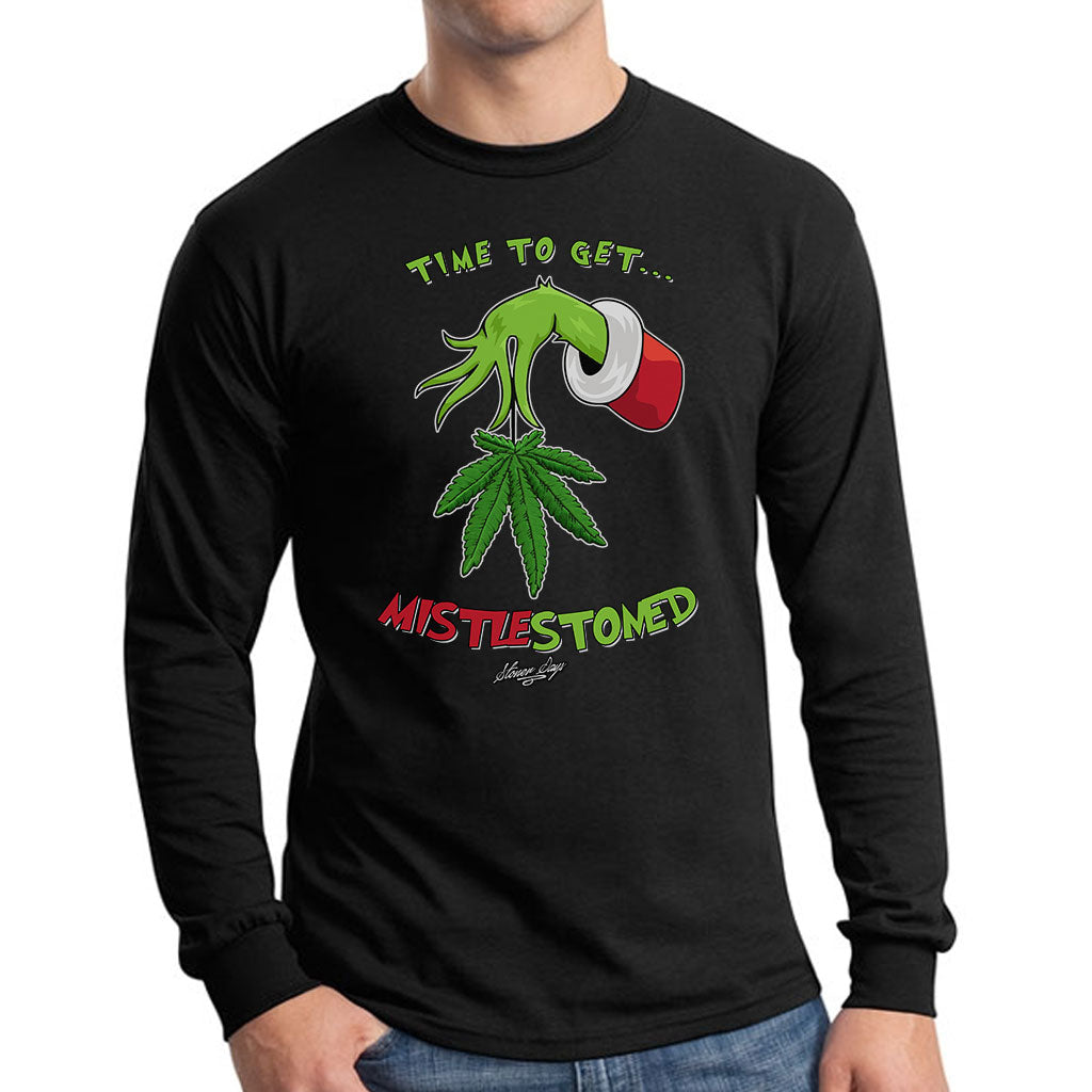 StonerDays Mistlestoned Long Sleeve in Black - Front View on Model