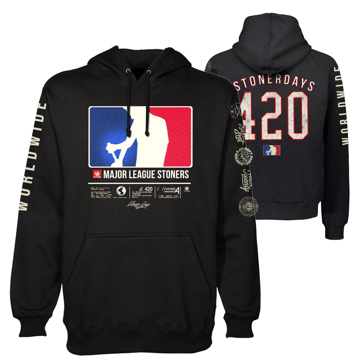 StonerDays Mls All Stars Men's Hoodie front and back view on white background