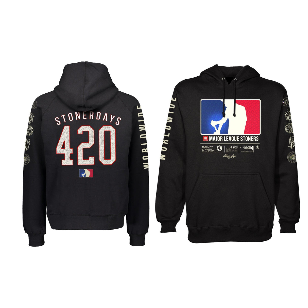 StonerDays Mls All Stars Men's Hoodie, front and back view on white background