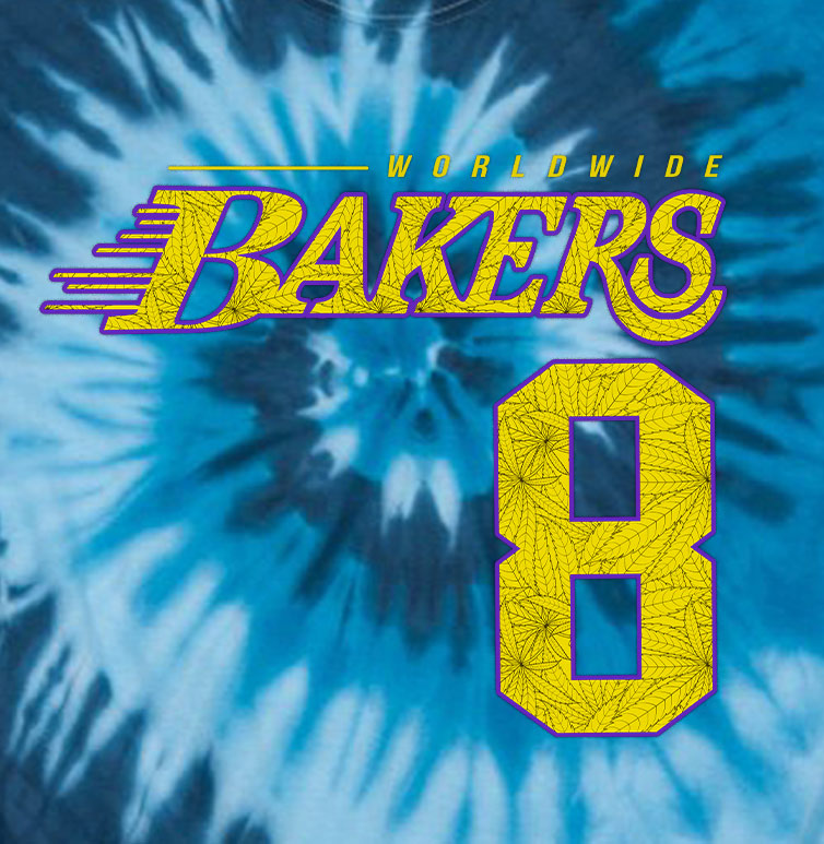 StonerDays Mls Mamba Blue Tie Dye T-Shirt with Bold Yellow Graphics, Front View