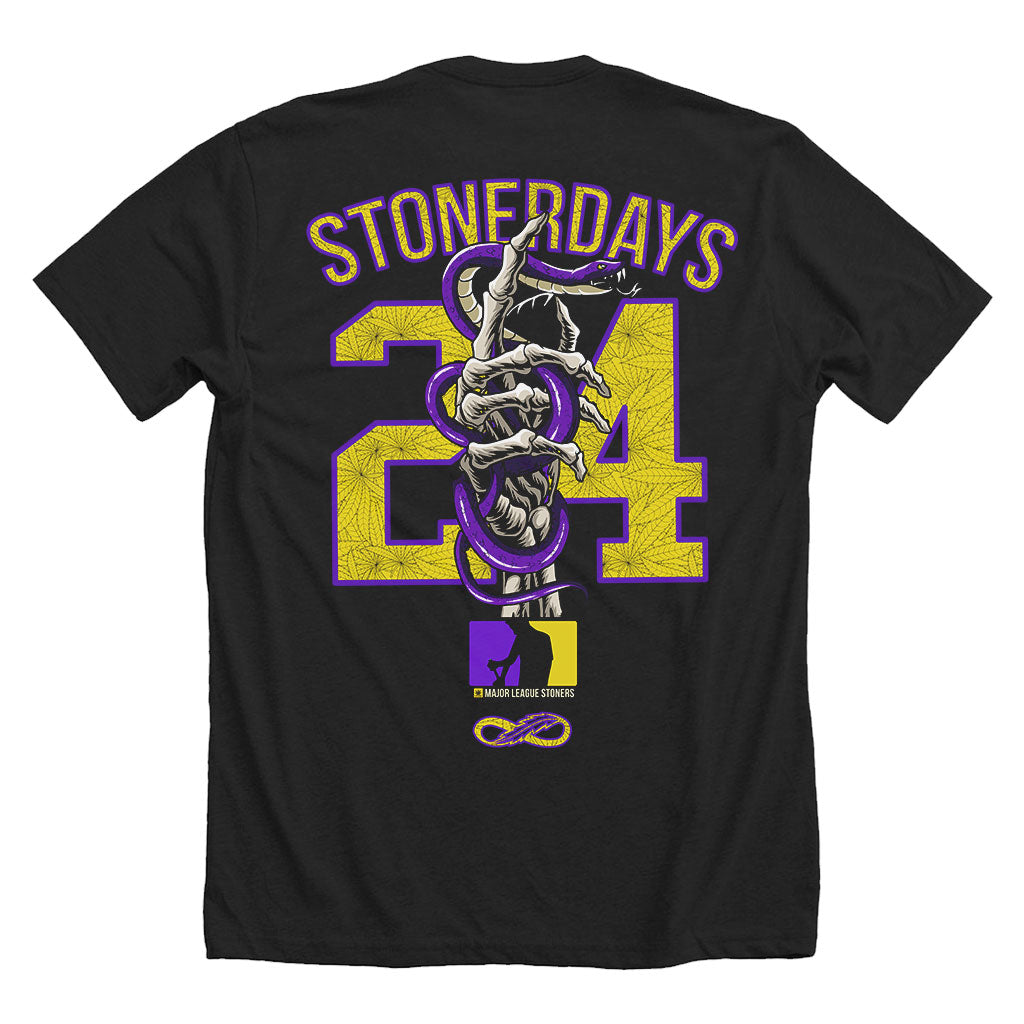 StonerDays Mls Mamba Mens Tee in black, rear view showcasing bold graphic print, made of cotton