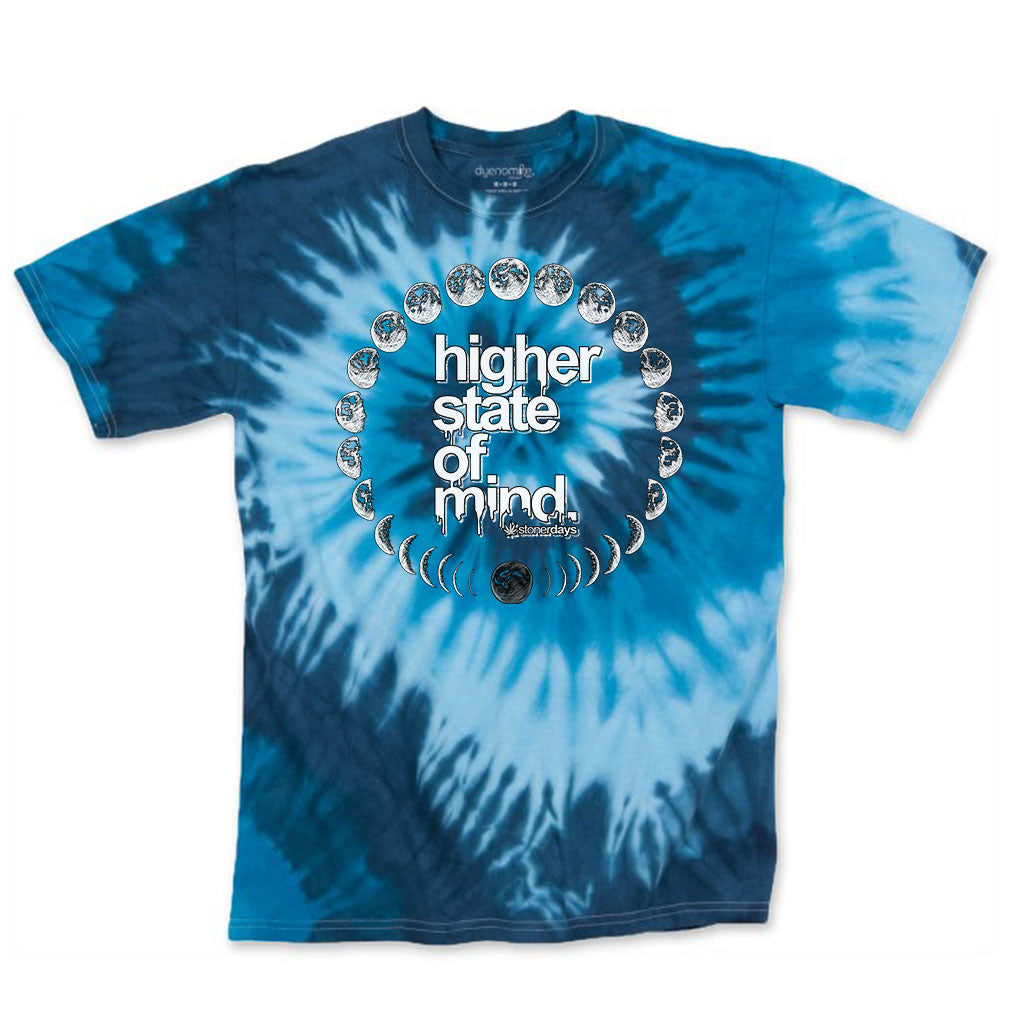StonerDays Men's Tie Dye Tee with Moon Phases Design, Front View, Sizes S-3XL