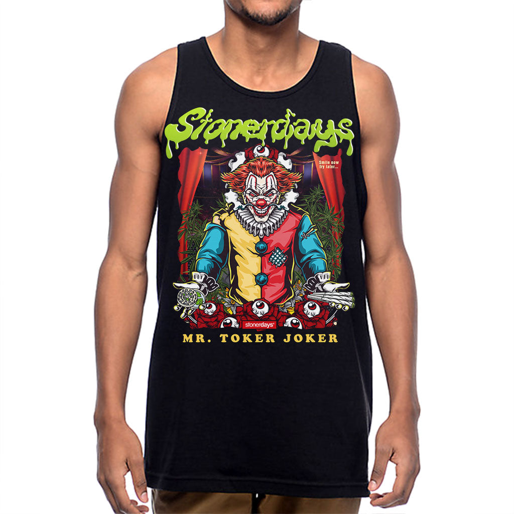 StonerDays Mr. Toker Joker Tank Top, Men's Cotton, Front View on Model