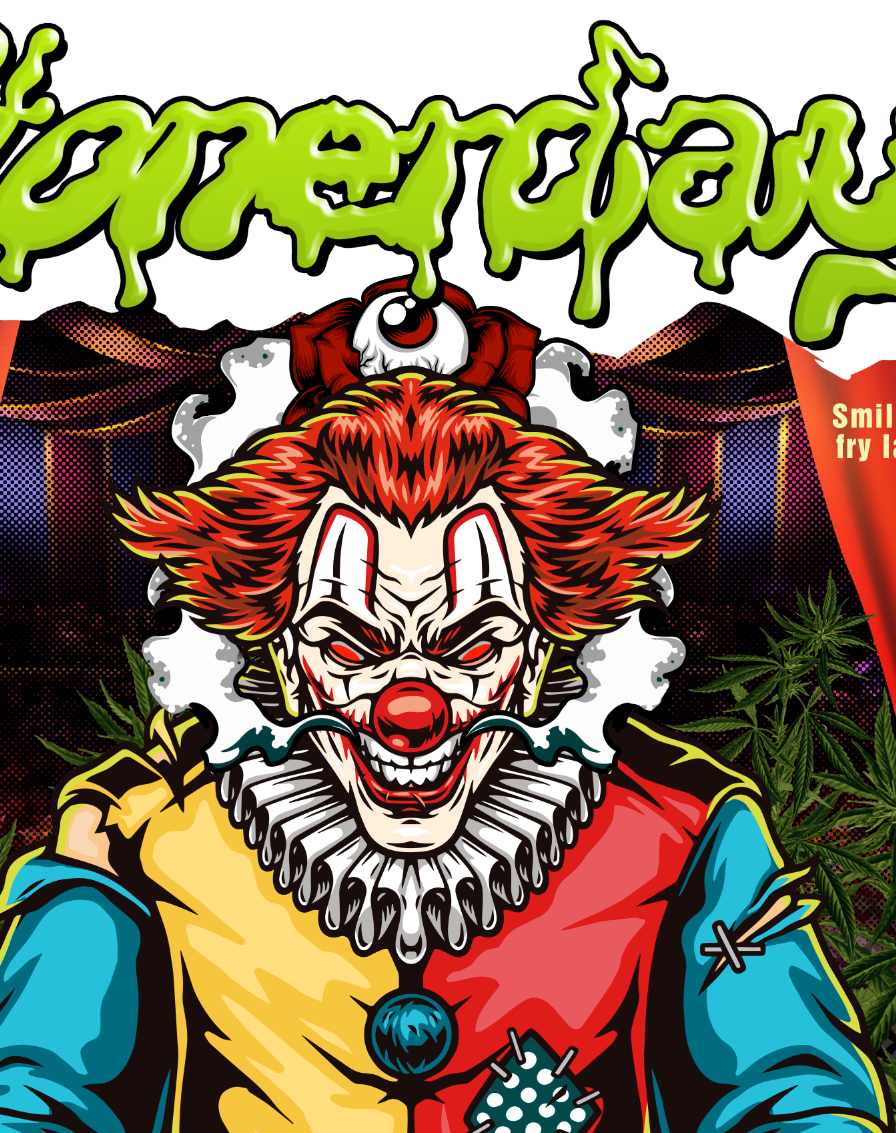 StonerDays Mr. Toker Joker White Tee design close-up for a bold look