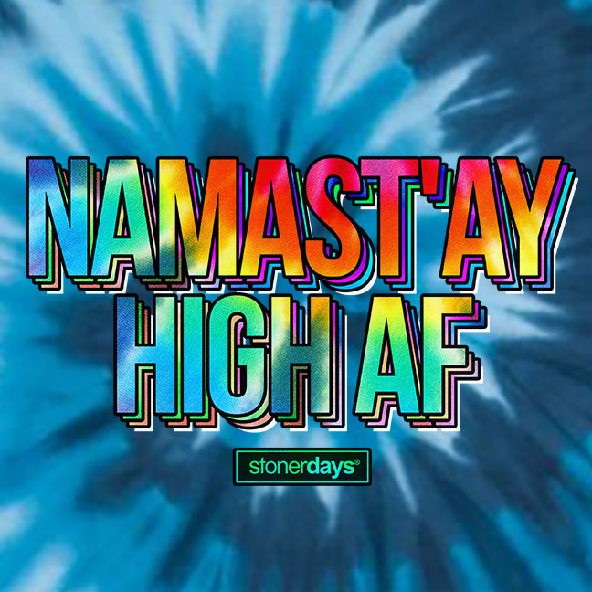StonerDays Namastay High Af Men's Blue Tie Dye Tee, Cotton, Front View