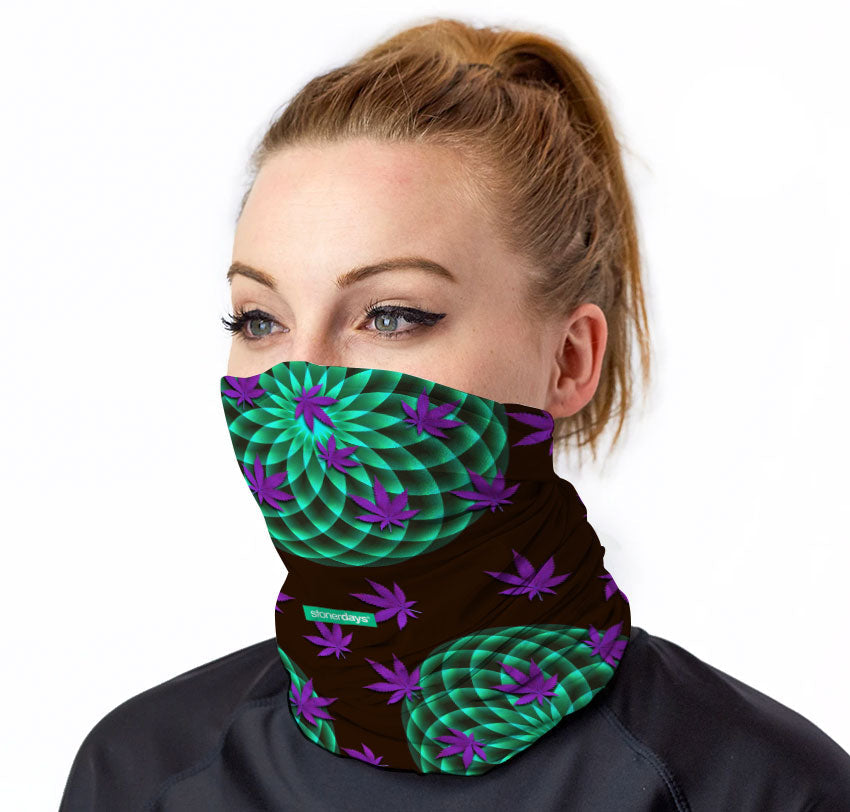 StonerDays Neon Mandala 420 Friendly Neck Gaiter with UV Reactive Design