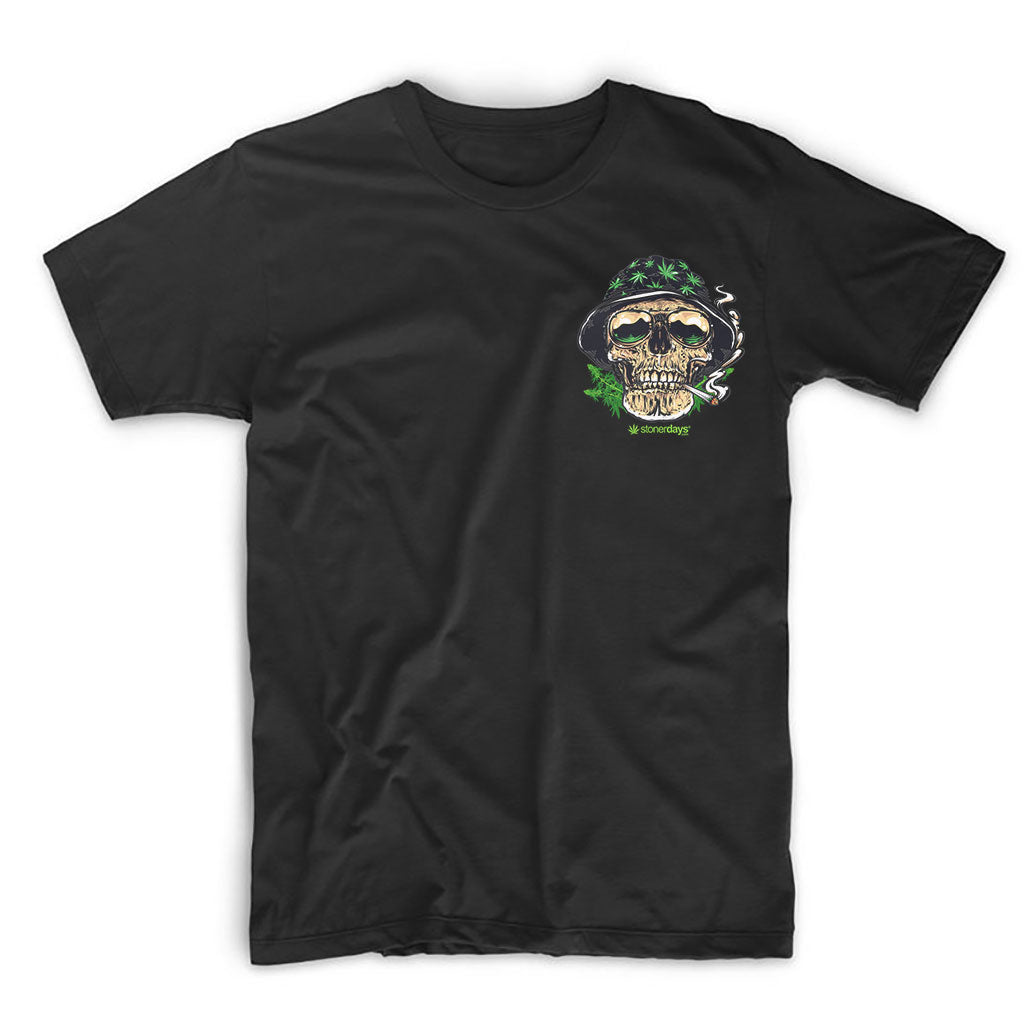 StonerDays Og Kush Men's Black T-Shirt with Green Skull Graphic - Front View