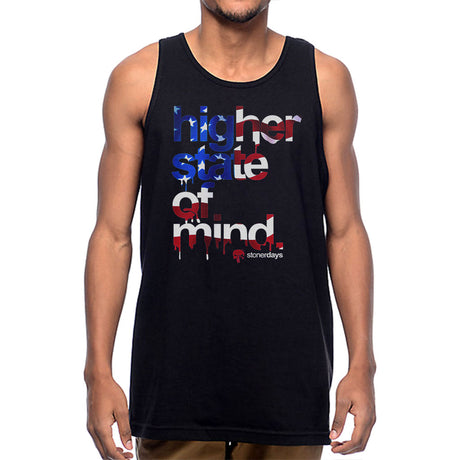 StonerDays Patriot Higher State Of Mind Men's Tank Top Front View on Model