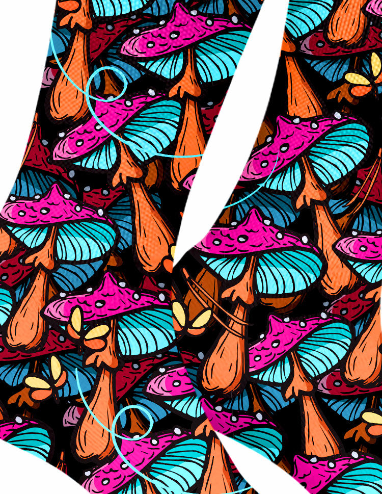 StonerDays Pink Magic Caps Weed Socks, UV Reactive Design, Close-Up View