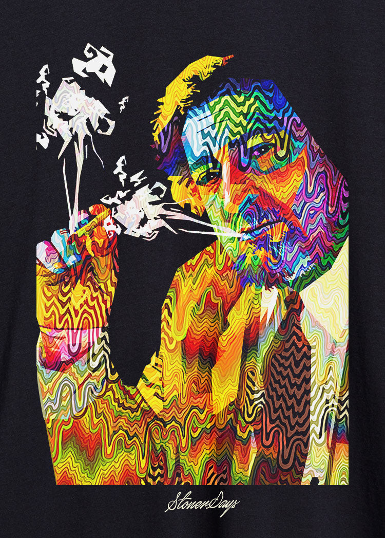StonerDays Pop Art Jack Racerback tank top with vibrant multicolor print on black