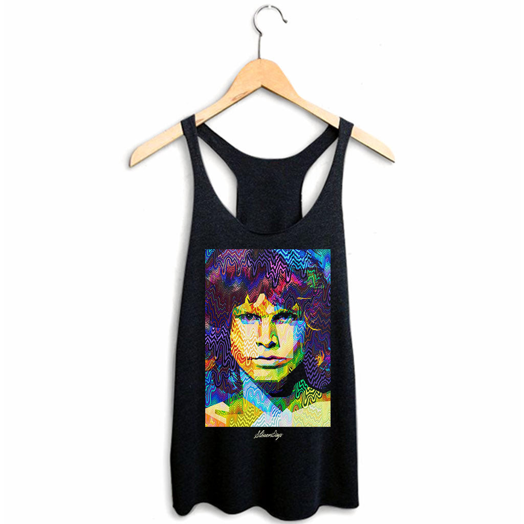 StonerDays Pop Art Jim Racerback tank top in black, featuring vibrant print, available in S-XXL