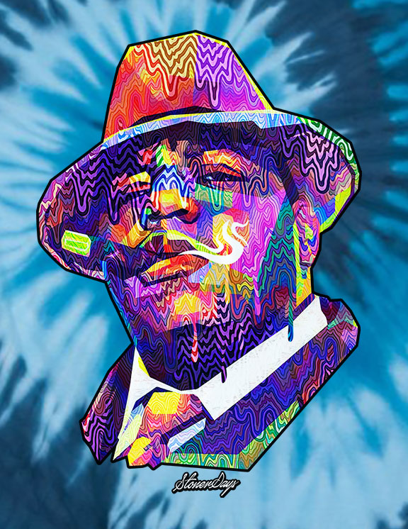 StonerDays Men's Tie Dye Tee with Notorious Blue Pop Art Design, 100% Cotton
