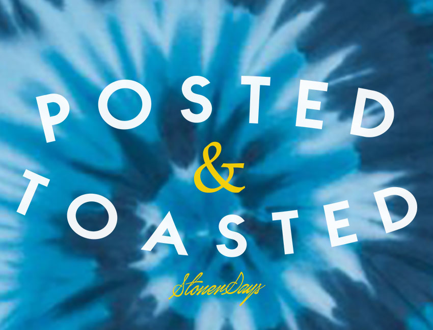 StonerDays Posted & Toasted T-Shirt in Blue Tie Dye Design, 100% Cotton