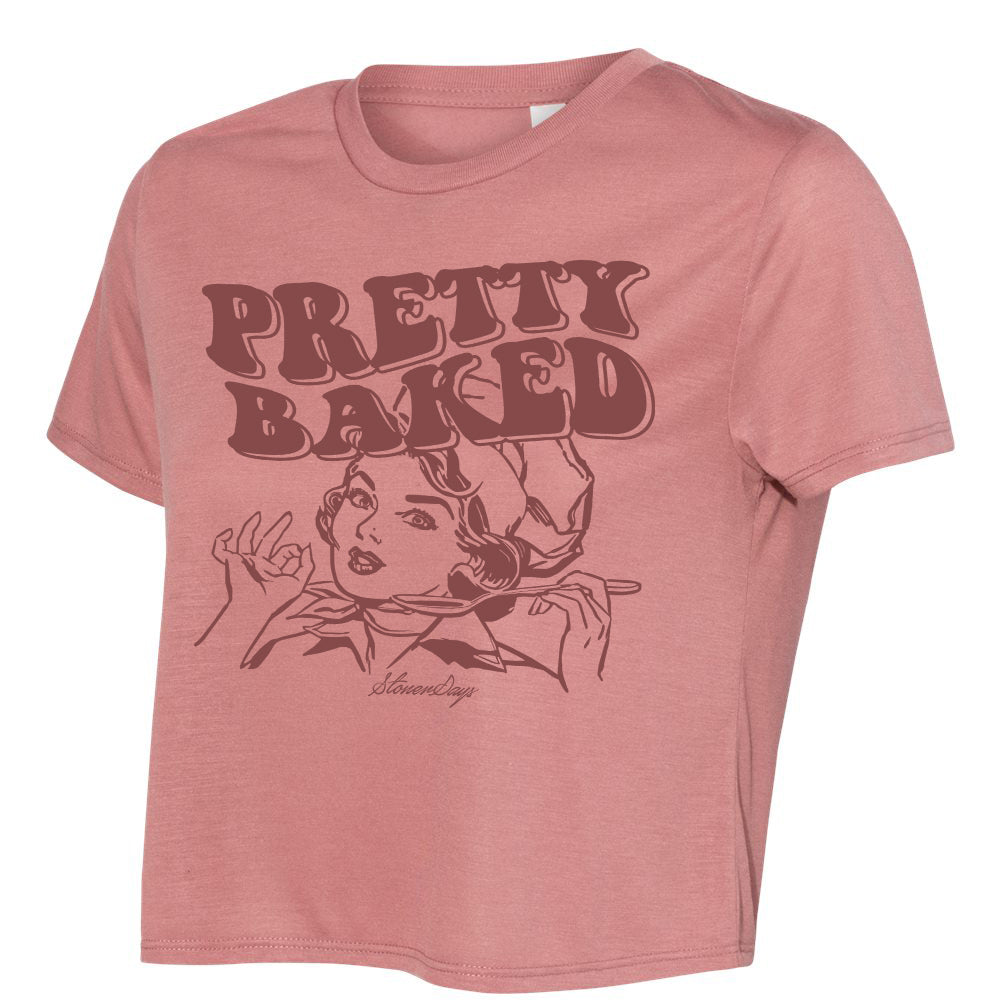 StonerDays Pretty Baked Mauve Crop Top for Women, Front View on White Background