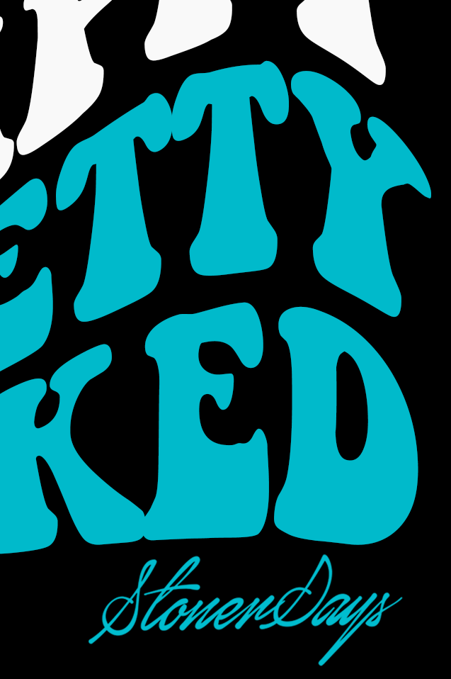 StonerDays Pretty Baked Drip Hoodie with vibrant blue text on black background