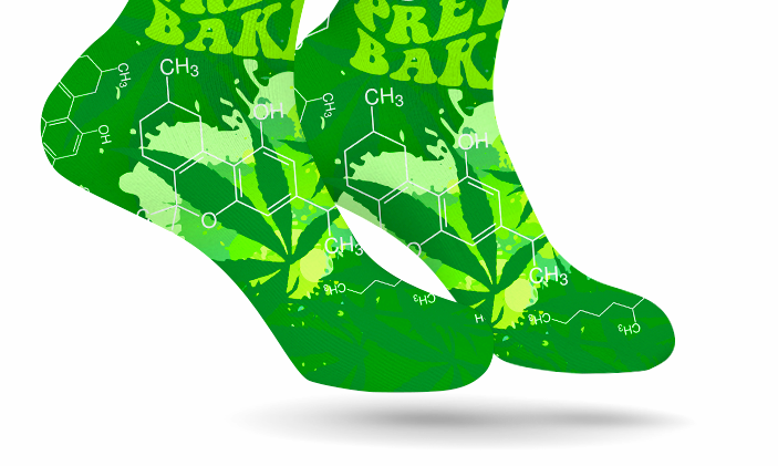 StonerDays Pretty Baked Green Weed Socks with Cannabis Design - Side View