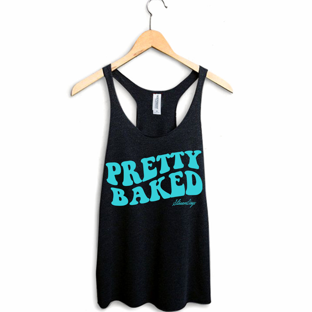 StonerDays Pretty Baked Logo Women's Racerback Tank Top in Black, Sizes S-2XL