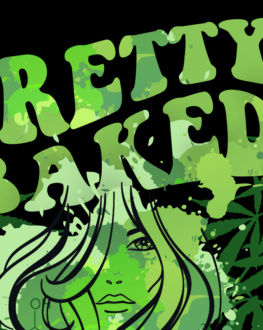 StonerDays Pretty Baked graphic on Women's Racerback Tank Top in vibrant green