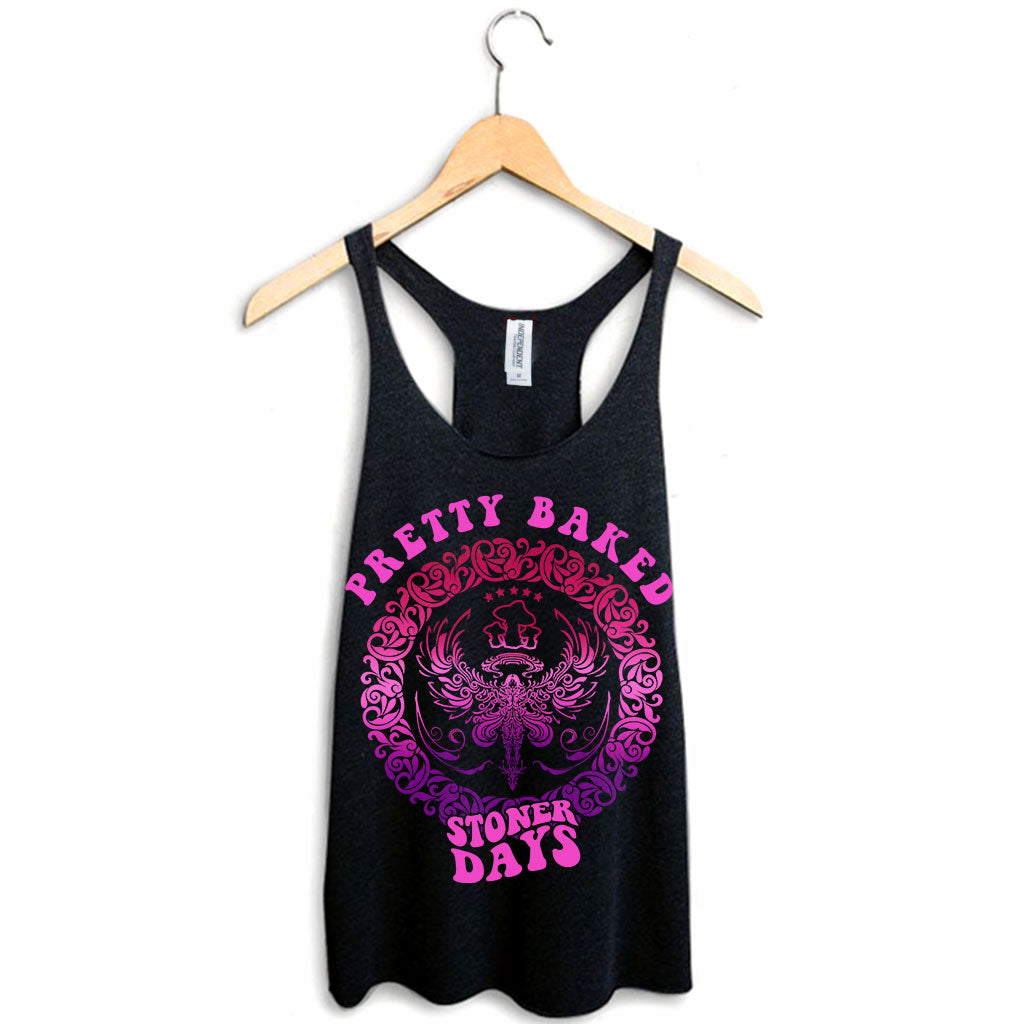StonerDays Pretty Baked Women's Racerback Tank Top in Black, Sizes S-2XL