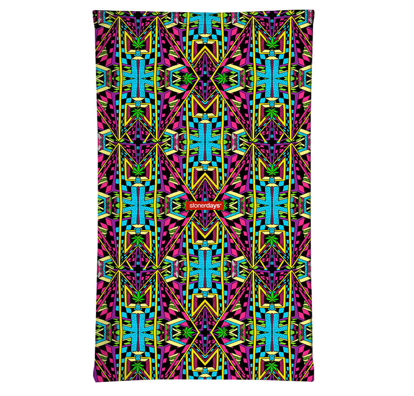 StonerDays Neck Gaiter with Rad Pattern, Durable Polyester, Front View on Seamless White