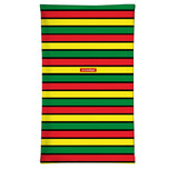 StonerDays Rasta Stripes Neck Gaiter in Red Yellow Green, Front View on White Background