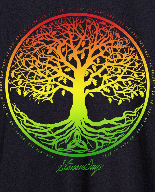 StonerDays Rasta Tree of Life Racerback Tank Top in Black, Front View
