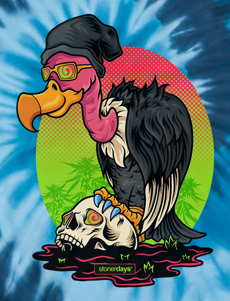 StonerDays Scavenger Hunt Blue Tie Dye T-Shirt with Sherlock Design, Small Cotton Apparel