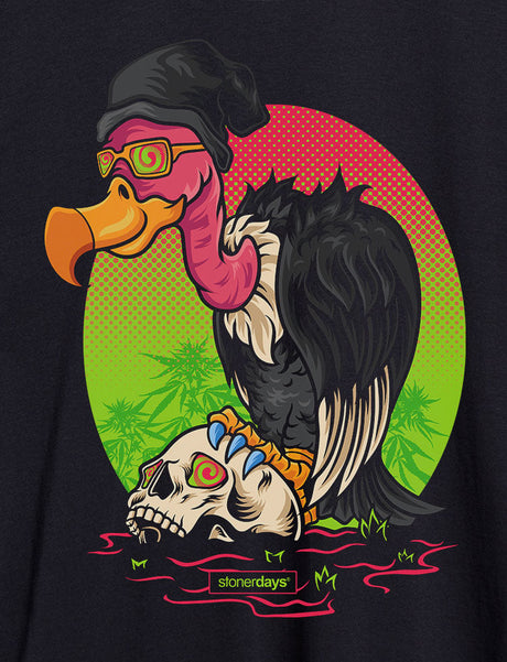 StonerDays Scavenger Hunt Crop Top Hoodie in Black with Colorful Sherlock Design