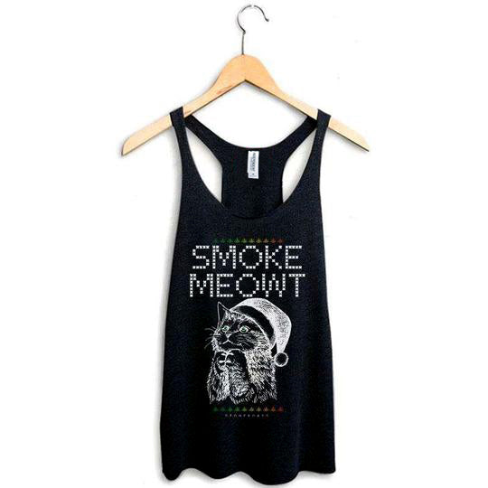 StonerDays Smoke Meowt Women's Racerback Tank Top in Black, Sizes S-XXL