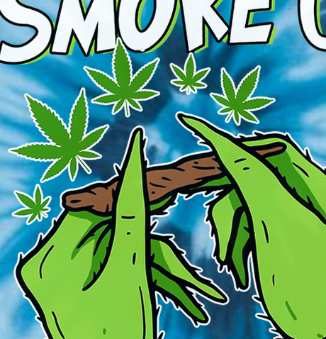 StonerDays Smoke Up Grinches Blue Tie Dye T-Shirt with Cannabis Leaf Design