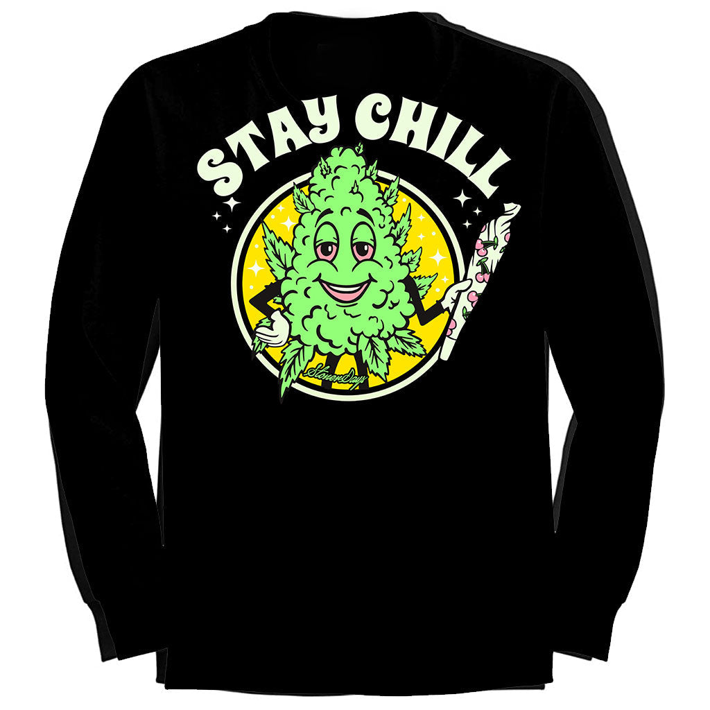 StonerDays Stay Chill Long Sleeve Black Cotton Shirt - Rear View